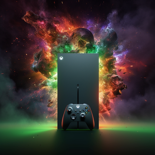 Colorful Xbox logo on a dark background.