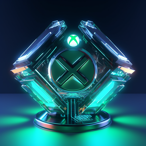 Abstract Xbox logo on a futuristic backdrop.