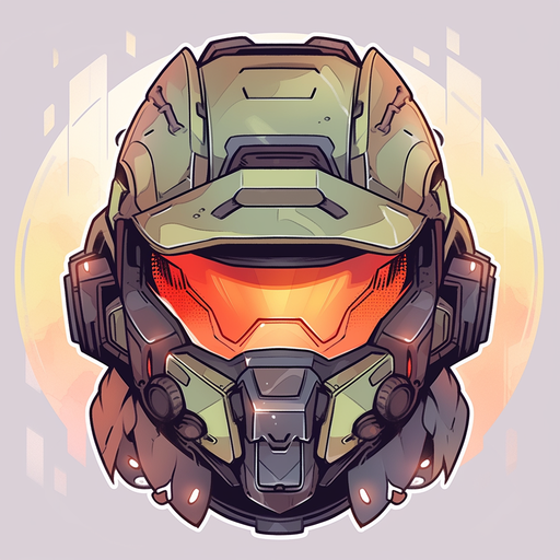 Master Chief, wearing chibi anime-style armor, in a close-up portrait.