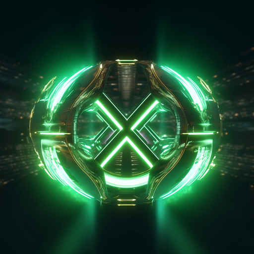 Futuristic Xbox logo with vibrant colors and sleek design.