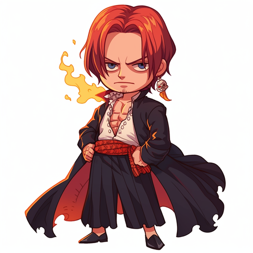 Smiling chibi portrait of Shanks from One Piece anime.