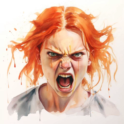 Angry expression avatar with orange hair for profile picture.