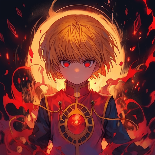 Kurapika from Hunter x Hunter, a young man with blond hair, blue eyes, and a determined expression.