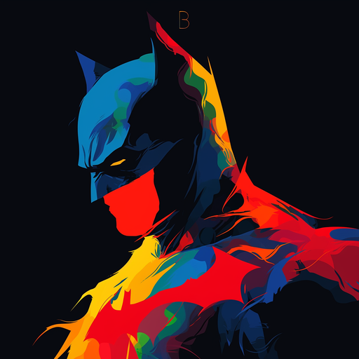 Minimalist vector illustration of Batman with vivid colors.