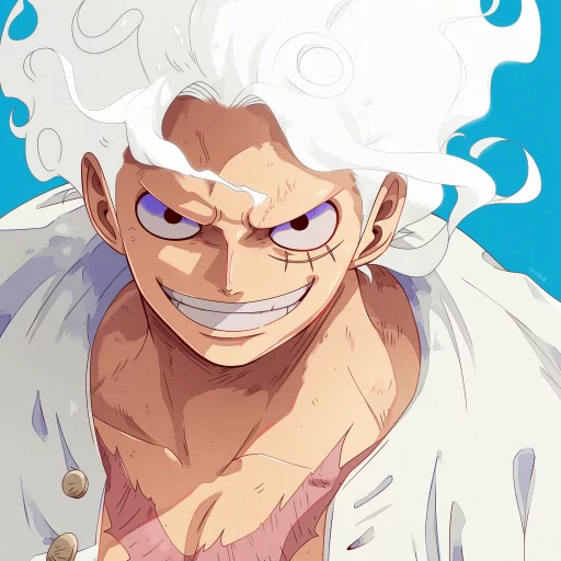 Illustration of a smiling animated character with white hair for use as a profile picture.