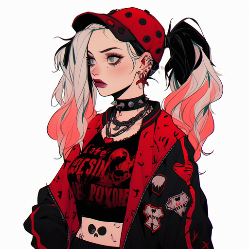 Grunge-inspired Harley Quinn goth profile picture (Pfp).