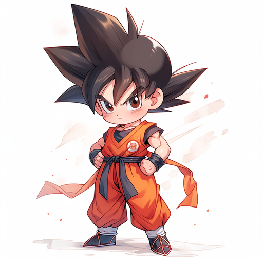 Chibi Goku with a colorful style.