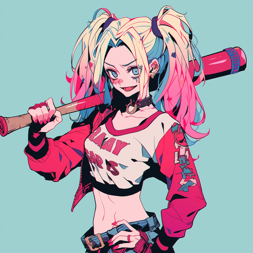 Harley Quinn in Studio Ghibli anime style