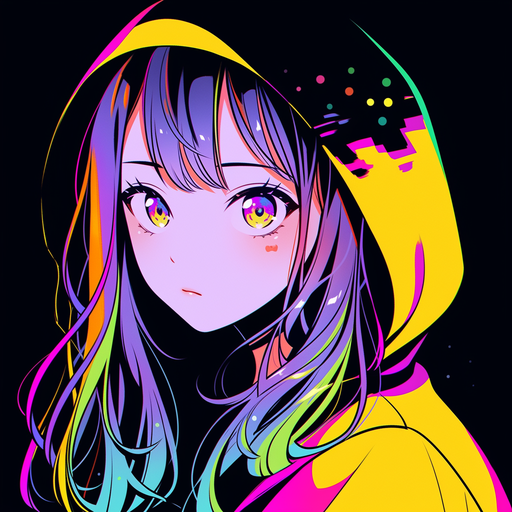 Anime girl with purple and yellow colors.