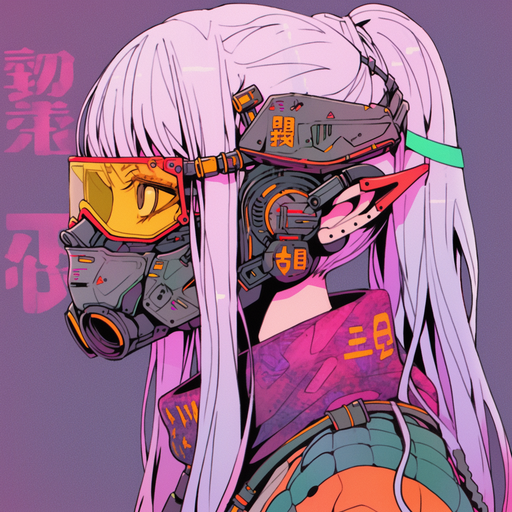 Cyberpunk anime-inspired digital portrait in Japanese lo-fi style.