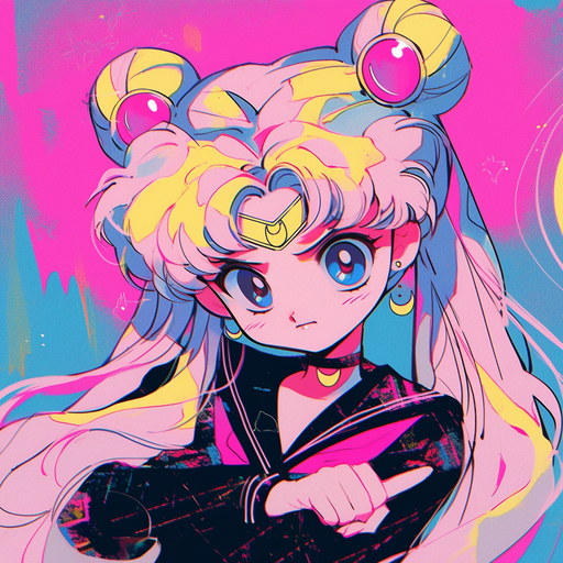 Sailor Moon character striking a funny 80s anime-style pose.