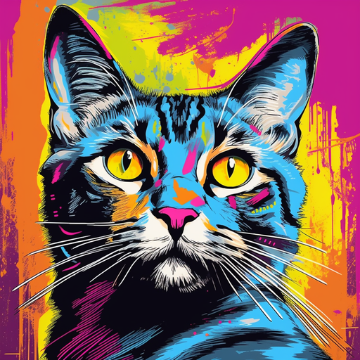 Colorful pop art cat portrait.
