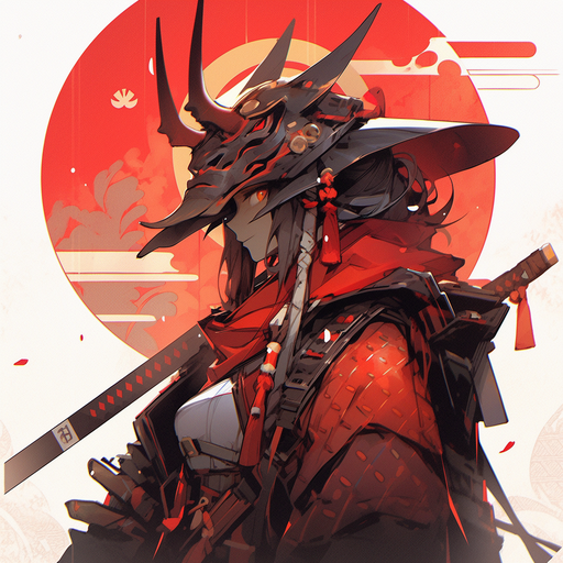 Samurai with vibrant colors and a Japanese warrior aesthetic.