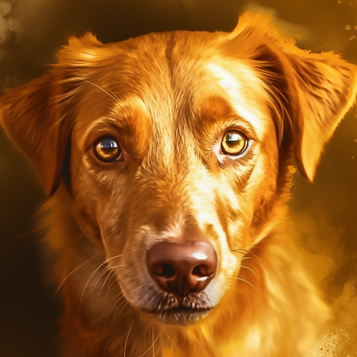 Golden-colored dog with a shiny coat.