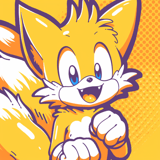 Tails from Sonic depicted in yellow monochrome.