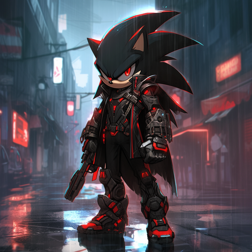 Cyberpunk-style profile picture of Shadow the Hedgehog.