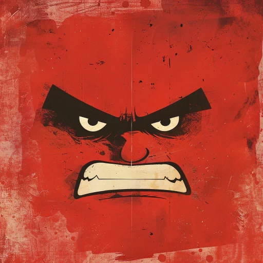 Angry red avatar with a fierce expression for a profile picture.