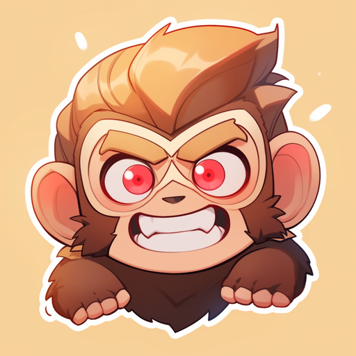 Playful monkey avatar with vibrant colors and dreamy background.