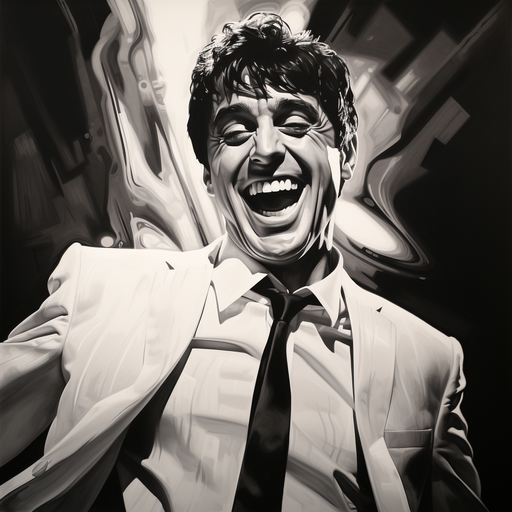 Smiling black and white portrait of Scarface.