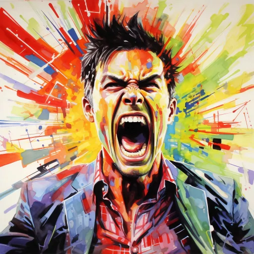 Angry avatar with vibrant background colors expressing fury for profile picture use.