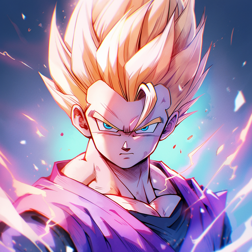 Gohan, a DragonBall Z character, looking determined.