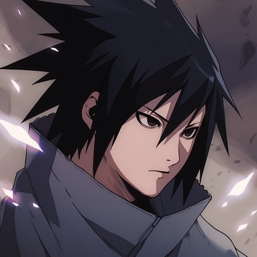 Sasuke Uchiha with intense gaze, evoking determination and power.