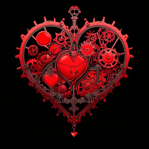 Intricate heart-shaped clockwork gears.