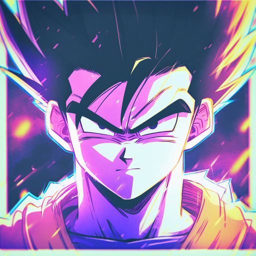 Gohan with 80s anime style and blurred effect.