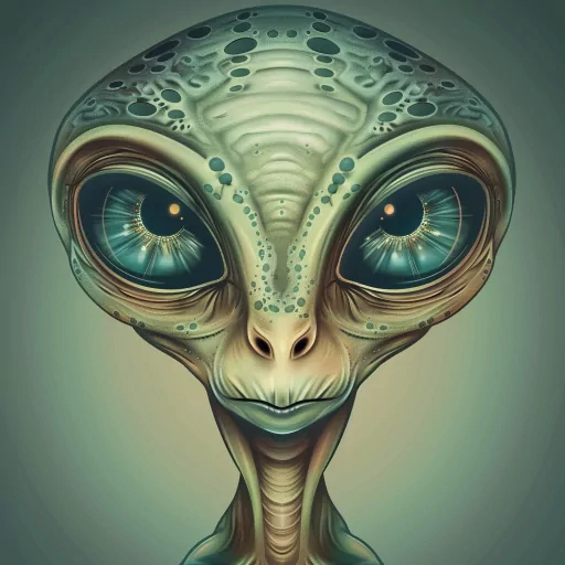 Alien avatar with large eyes for profile picture or pfp, extraterrestrial themed digital art.