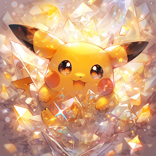 Crystal Pikachu with vibrant colors.