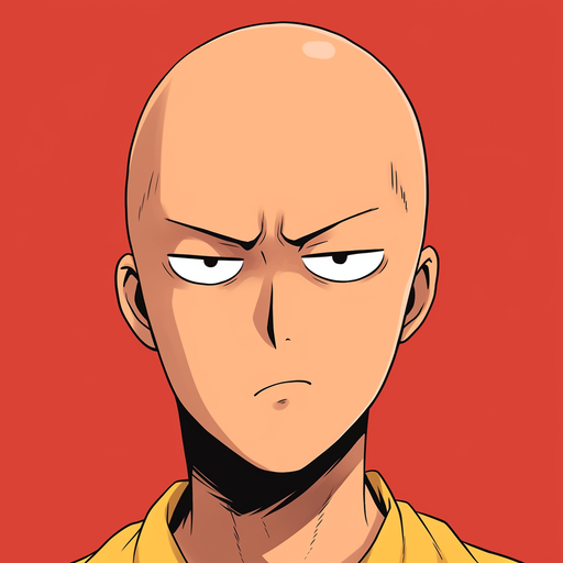 A fierce and determined profile picture featuring an angry-faced Saitama against a colorful background.
