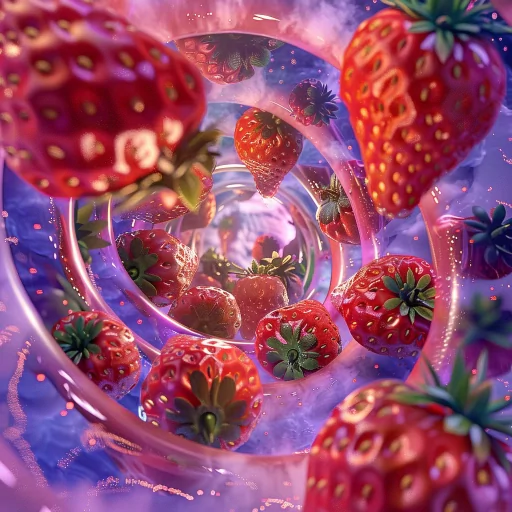 Vibrant strawberry themed avatar with a whimsical array of strawberries floating inside a translucent bubble, creating a dreamy profile picture.