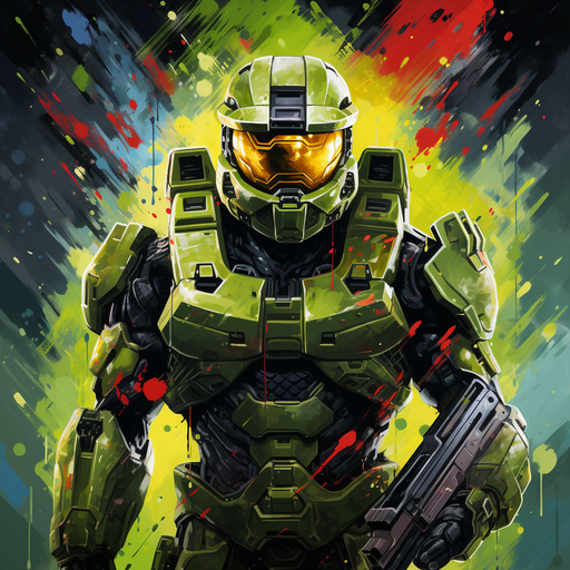 Acid green Master Chief character portrait.