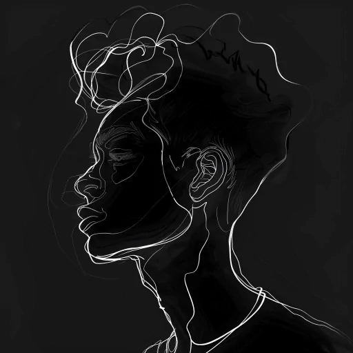 Artistic profile silhouette with white outlines against a dark background for a stylish avatar image.