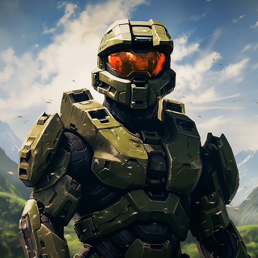 Master Chief in full armor, holding a weapon, ready for battle.