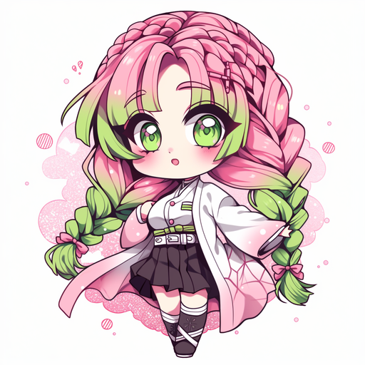 Chibi Mitsuri, a character from Demon Slayer anime, in a pfp style.