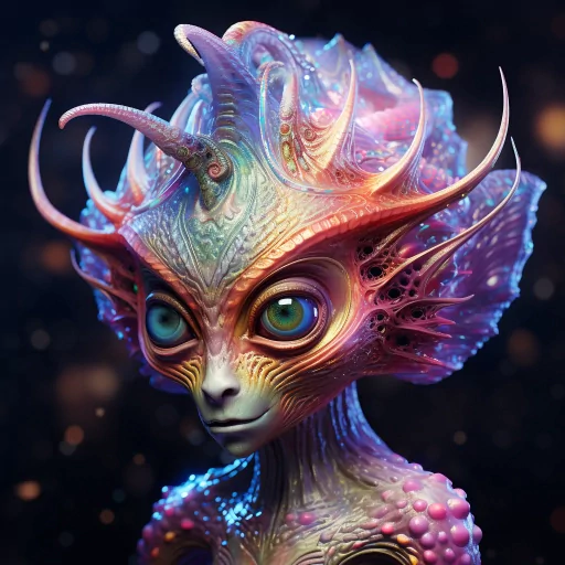 Colorful alien avatar with intricate details for a unique profile picture.