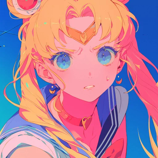 Anime-style avatar illustration of a Sailor Moon character with large blue eyes and blonde hair, suitable for use as a profile picture.