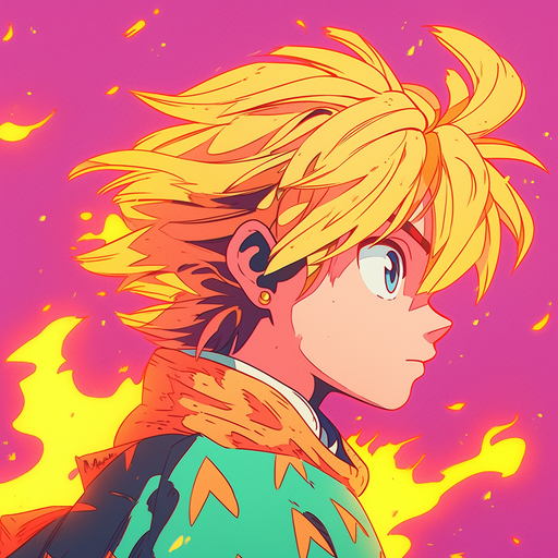 Meliodas in Risograph style - vibrant and stylized portrait.