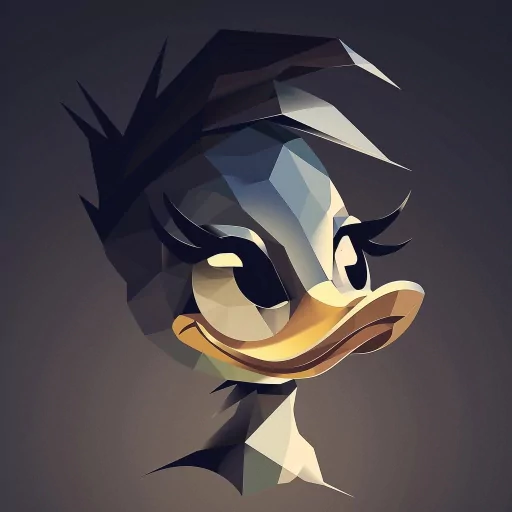 Stylized geometric duck avatar for profile picture with sleek design and modern aesthetics.