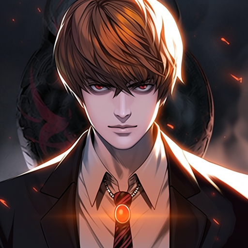 Glowing anime character with intense gaze.