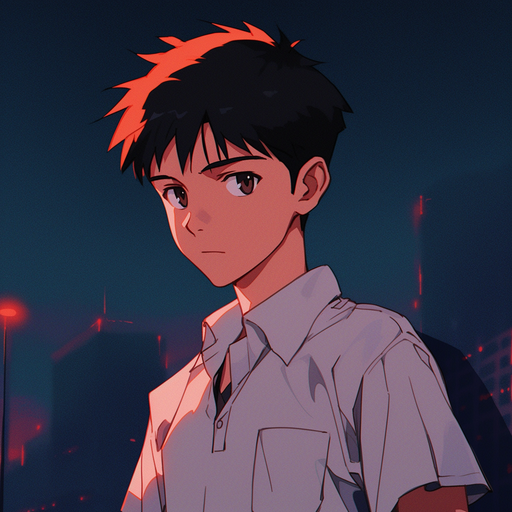 Shinji from Neon Genesis Evangelion in an artistic profile picture style.