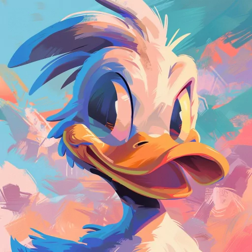 Colorful duck avatar with a vibrant, artistic background for a stylish profile picture.