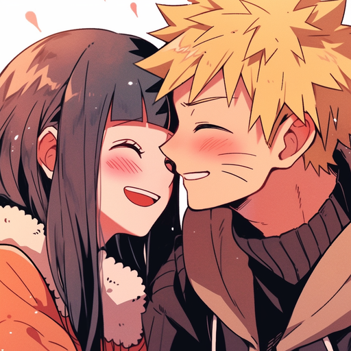 Naruto and Hinata, a romantic couple embracing each other.