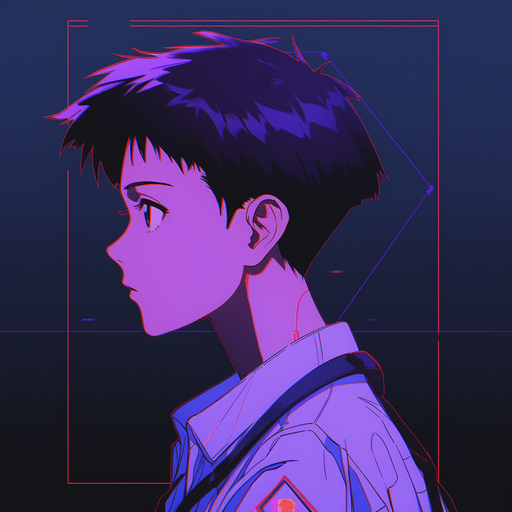 Shinji Ikari, a character from Neon Genesis Evangelion, in a profile picture style artwork.