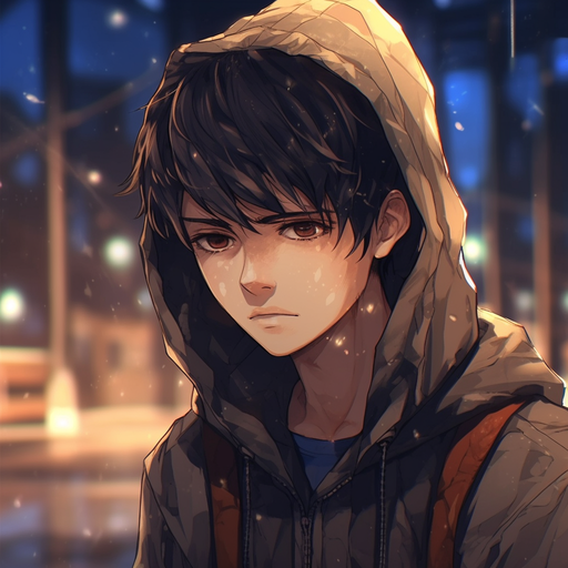 Image: Depiction of a sad anime boy with a melancholic expression.