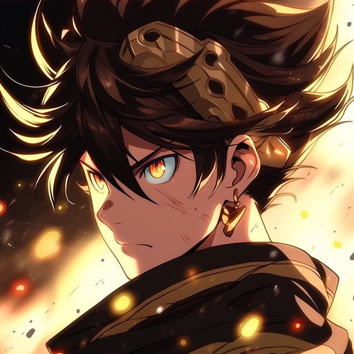 Golden-haired anime boy with intense gaze, inspired by Asta from Black Clover.