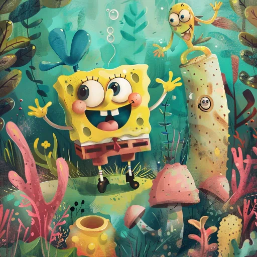 SpongeBob SquarePants themed profile picture with colorful underwater background.