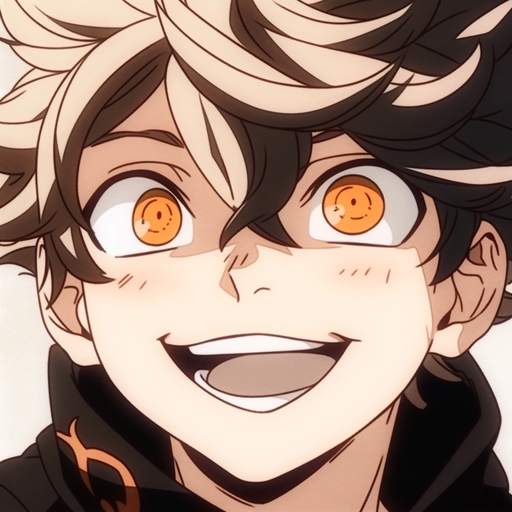 Asta, the anime character from Black Clover, smiling with a cute face.