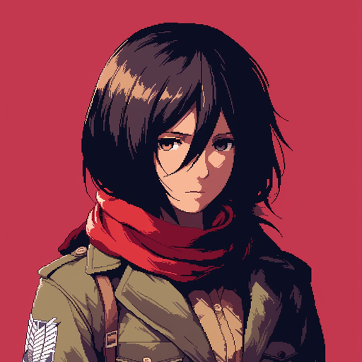 Mikasa Ackerman's 8-bit style profile picture, radiating love and happiness.